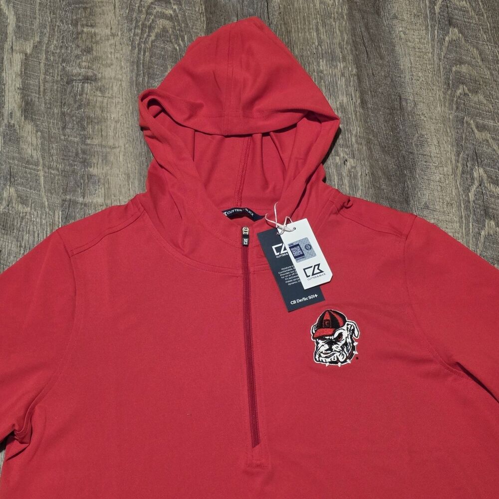 Georgia Bulldogs Women's Cutter & Buck Half-Zip 3/4 Sleeve Pullover Hoodie Sz XL